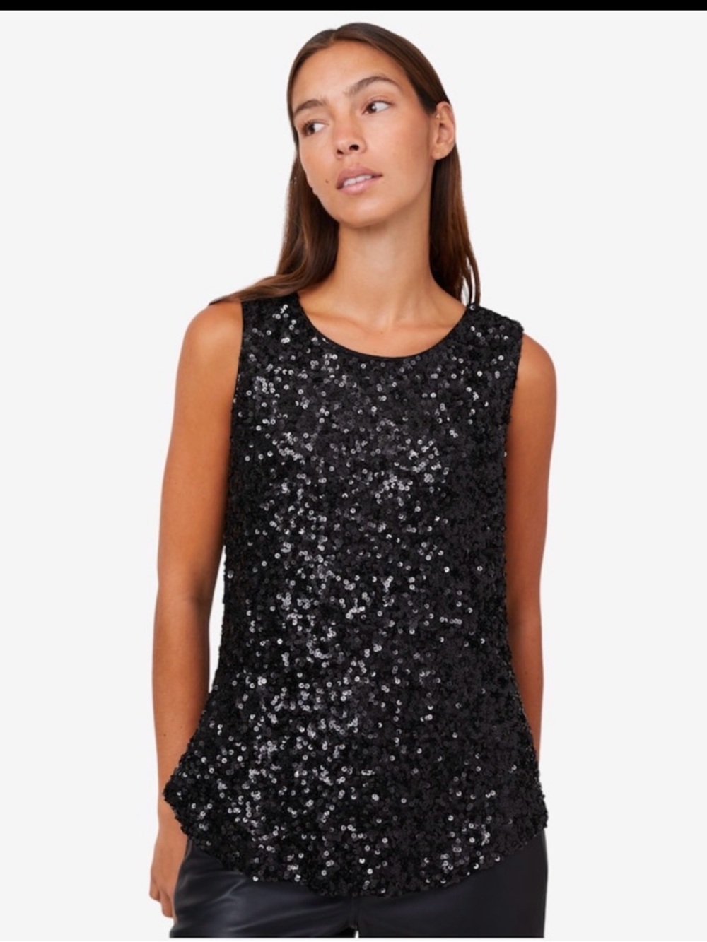 Stacy London Black Sequin Sleeveless Lined Tank Top